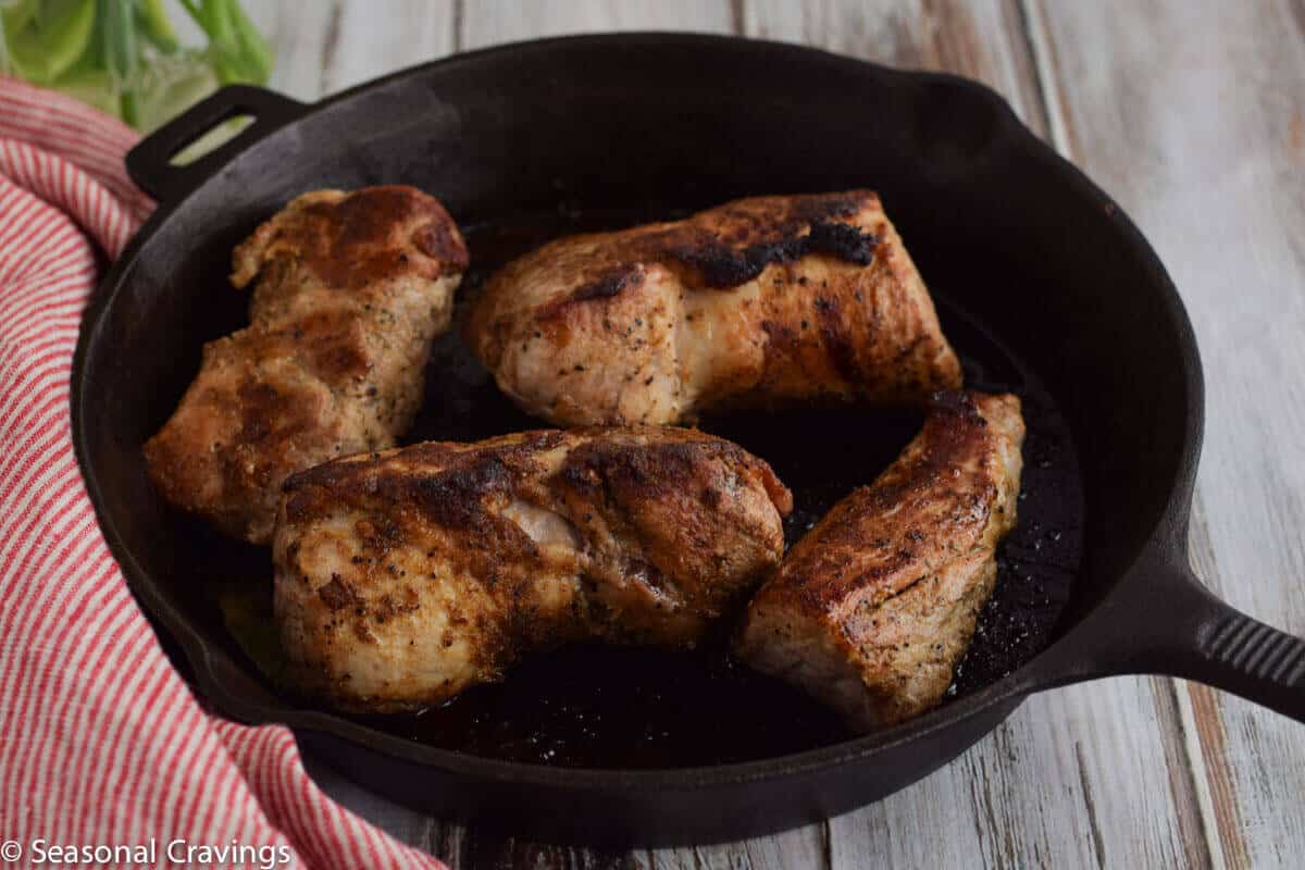 Baked Pork Tenderloin in a skillet