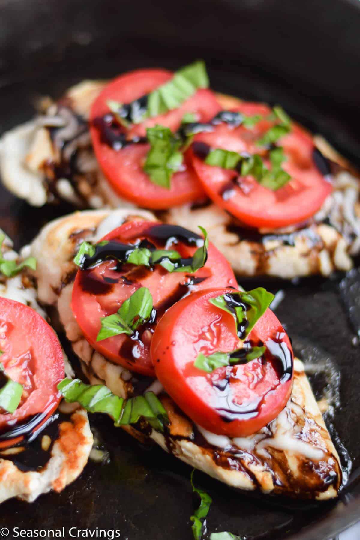 Caprese Chicken with basil garnish